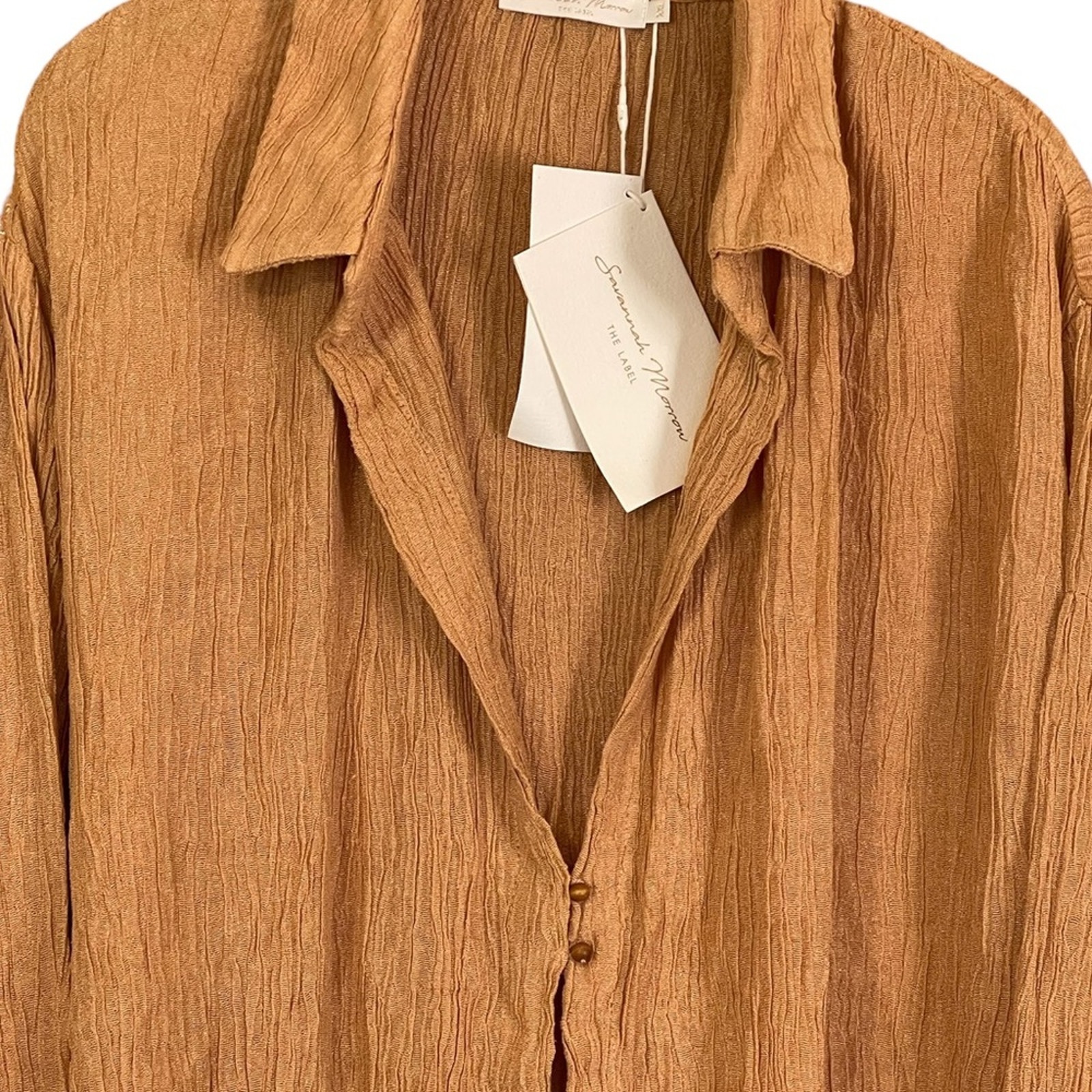 Savannah Morrow The Label Avisa 2 Button Up Top Shirt In Sandstone Nwt Xxl — image 6 of 7